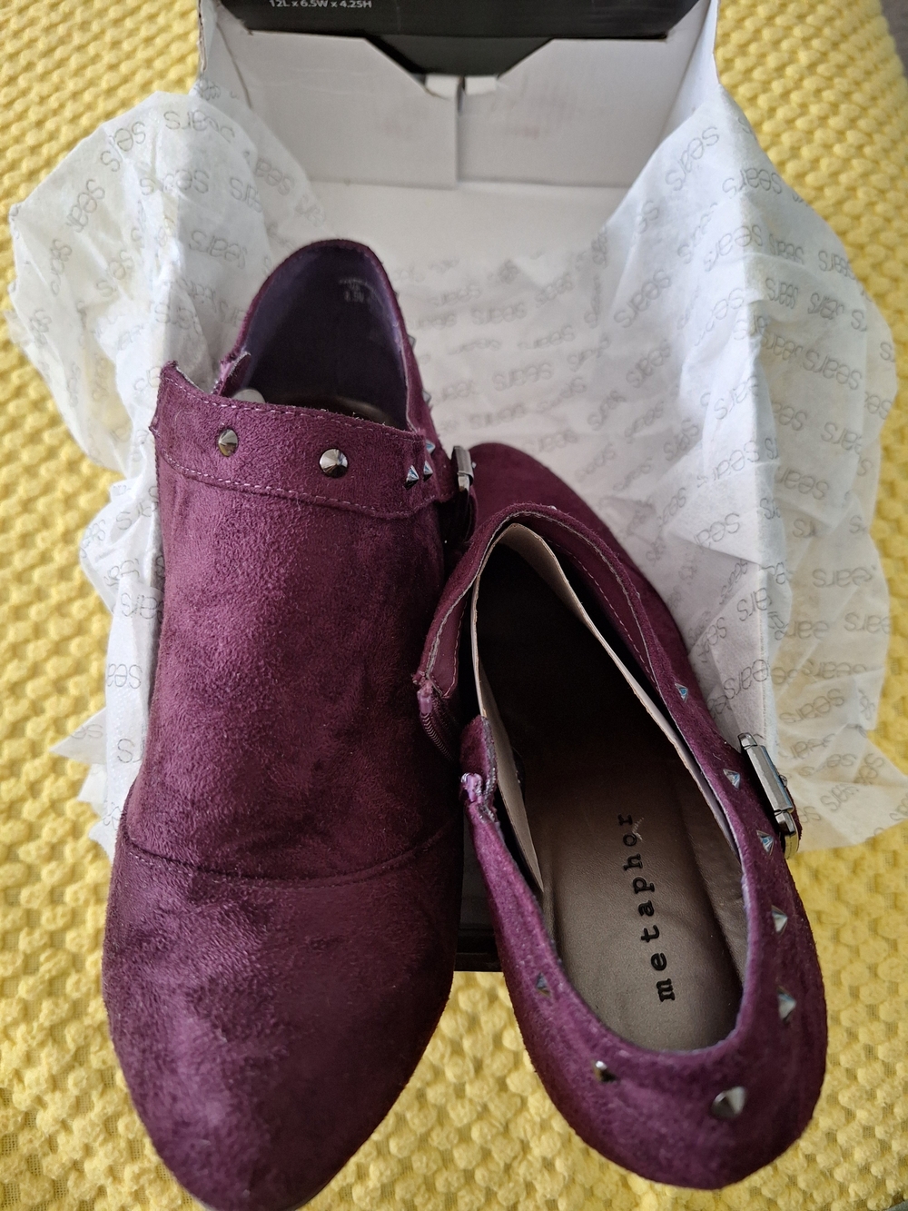 Metaphor Wine Suede Studded Ankle Booties